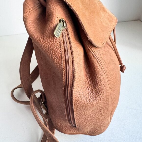 Vintage Y2K Guess Brown Pebbled Leather Medium Backpack - Picture 5 of 9